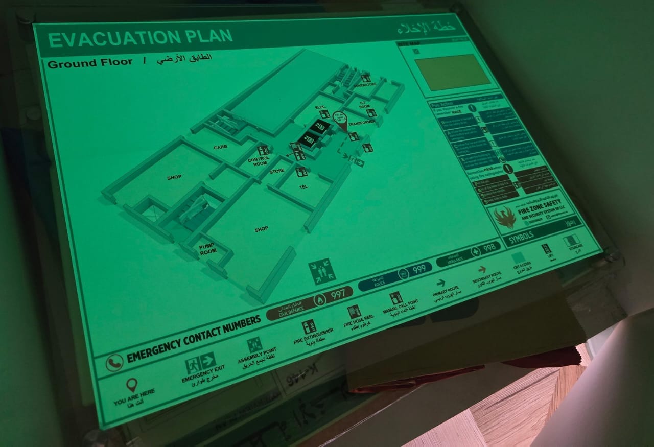 Photoluminescent 3D evacuation plan supplied in Abu Dhabi