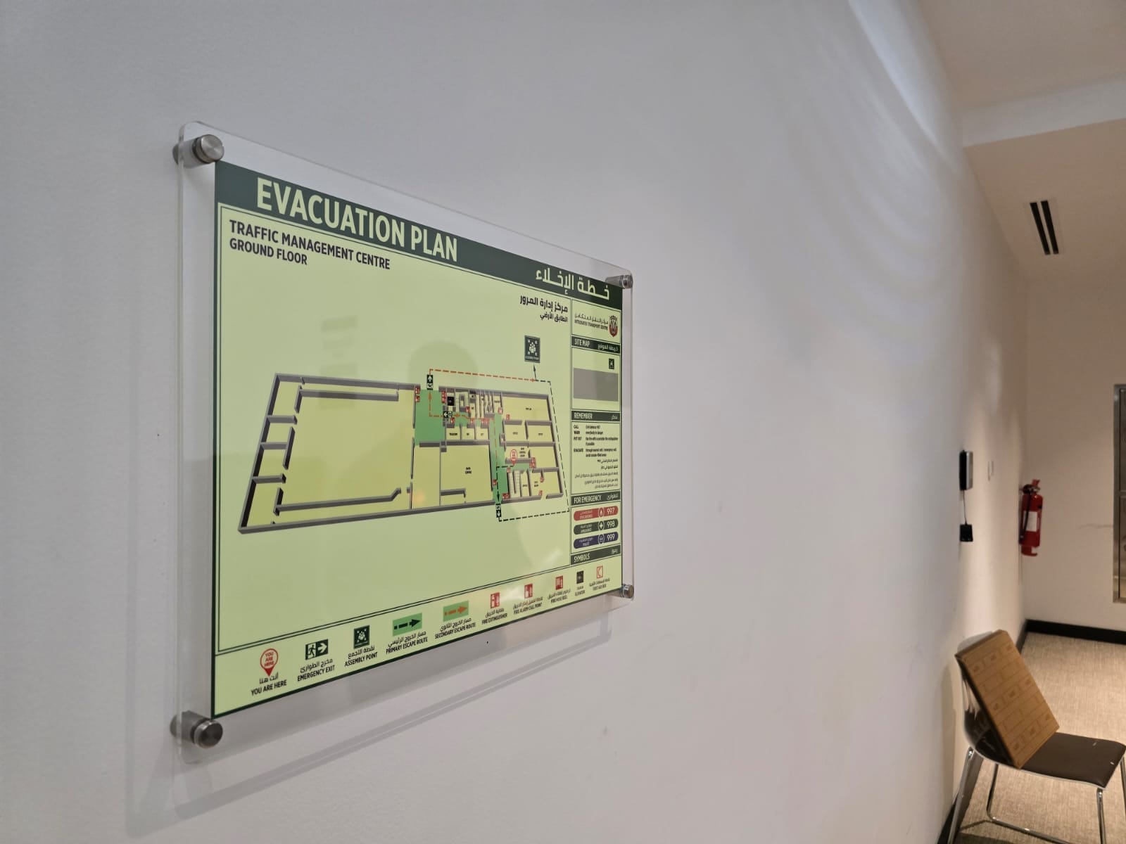 Photoluminescent evacuation plan close-up detail