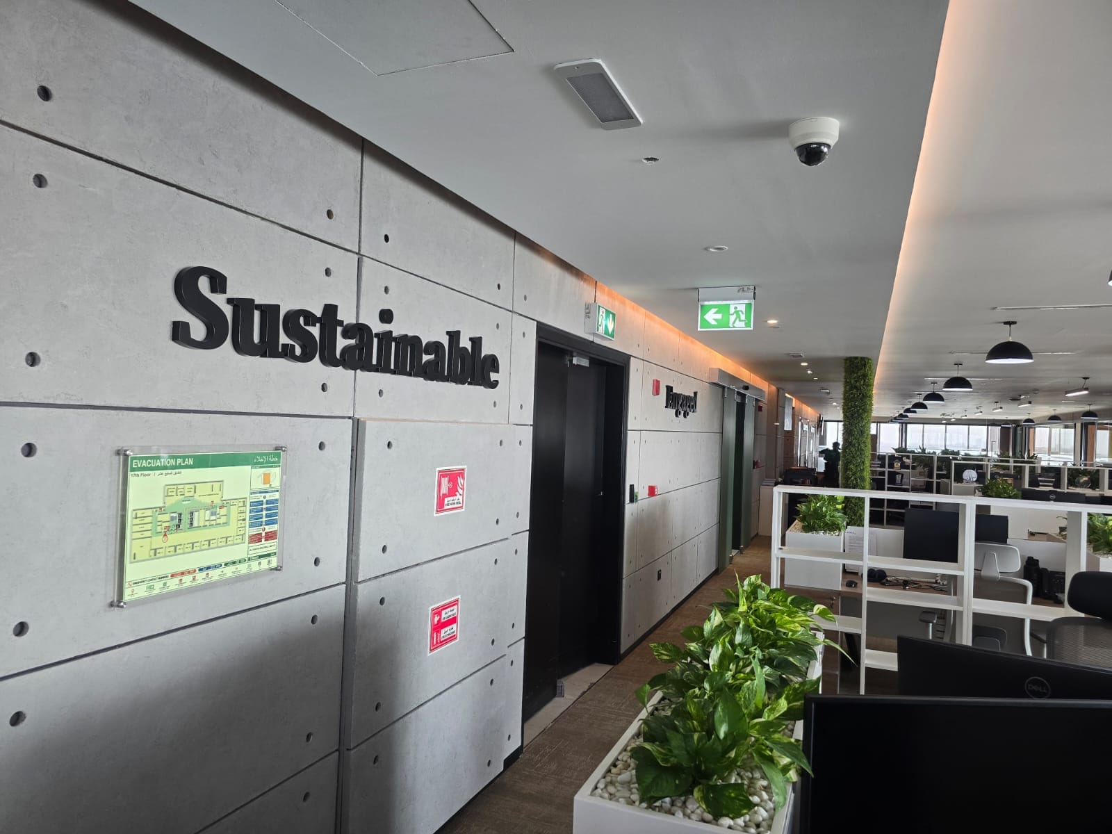 Photoluminescent fire escape plan installed in a UAE building
